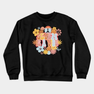 7th Birthday Retro Groovy Shirt, Seven Is a Vibe 7 Year Old Birthday Crewneck Sweatshirt